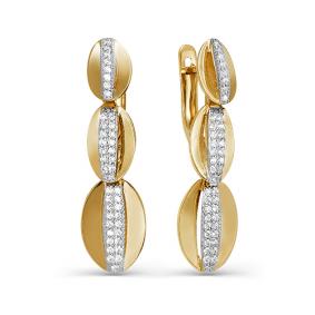 Золотые серьги КЮЗ Del'ta D125263 с фианитом D125263 фото