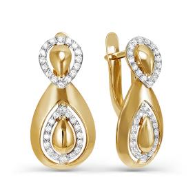 Золотые серьги КЮЗ Del'ta D125265 с фианитом D125265 фото
