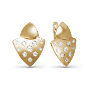 Золотые серьги КЮЗ Del'ta D125268 с фианитом D125268 фото