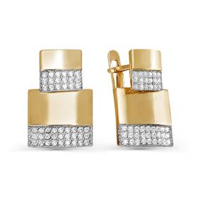 Золотые серьги КЮЗ Del'ta D125269 с фианитом D125269 фото