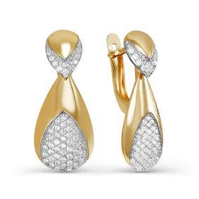 Золотые серьги КЮЗ Del'ta D125270 с фианитом D125270 фото