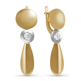 Золотые серьги КЮЗ Del'ta D125277 с фианитом D125277 фото