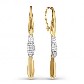 Золотые серьги КЮЗ Del'ta D125279 с фианитом D125279 фото