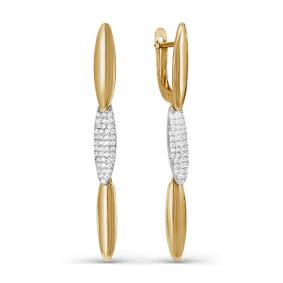 Золотые серьги КЮЗ Del'ta D125281 с фианитом D125281 фото