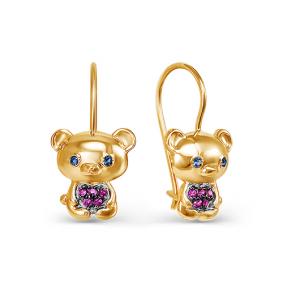 Золотые серьги КЮЗ Del'ta D125310 с фианитом D125310 фото