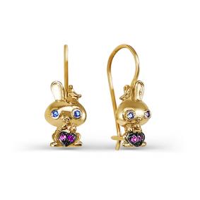 Золотые серьги КЮЗ Del'ta D125311 с фианитом D125311 фото