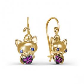 Золотые серьги КЮЗ Del'ta D125312 с фианитом D125312 фото