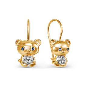 Золотые серьги КЮЗ Del'ta D125314 с фианитом D125314 фото