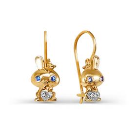 Золотые серьги КЮЗ Del'ta D125315 с фианитом D125315 фото