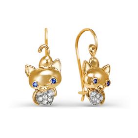 Золотые серьги КЮЗ Del'ta D125316 с фианитом D125316 фото