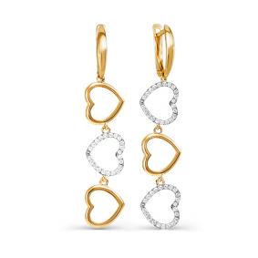 Золотые серьги КЮЗ Del'ta D125318 с фианитом D125318 фото