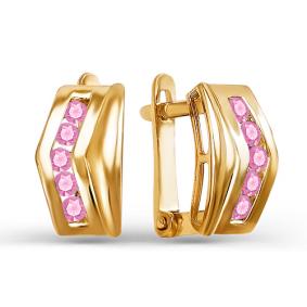 Золотые серьги КЮЗ Del'ta D125322 с фианитом D125322 фото