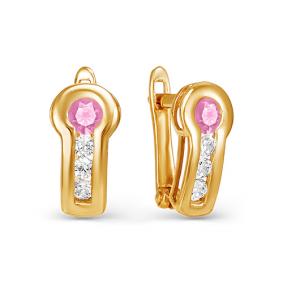 Золотые серьги КЮЗ Del'ta D125337 с фианитом D125337 фото