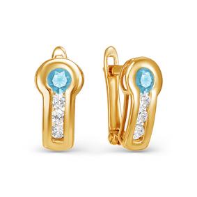 Золотые серьги КЮЗ Del'ta D125338 с фианитом D125338 фото