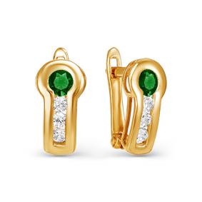 Золотые серьги КЮЗ Del'ta D125339 с фианитом D125339 фото