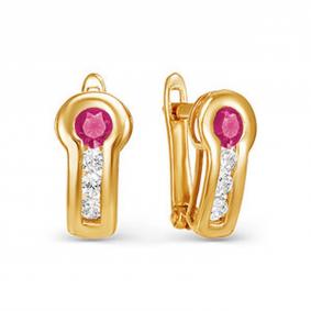 Золотые серьги КЮЗ Del'ta D125340 с фианитом D125340 фото