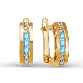 Золотые серьги КЮЗ Del'ta D125348 с фианитом и кварцем D125348 фото