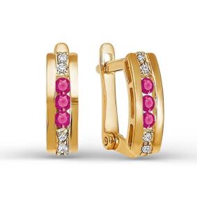 Золотые серьги КЮЗ Del'ta D125350 с фианитом D125350 фото