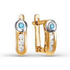 Золотые серьги КЮЗ Del'ta D125358 с фианитом D125358 фото