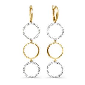 Золотые серьги КЮЗ Del'ta D125373 с фианитом D125373 фото