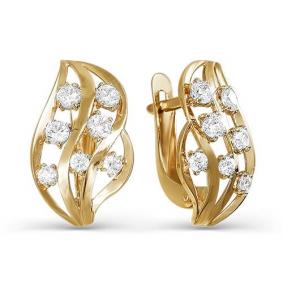 Золотые серьги КЮЗ Del'ta D125375 с фианитом D125375 фото