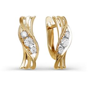 Золотые серьги КЮЗ Del'ta D125377 с фианитом D125377 фото