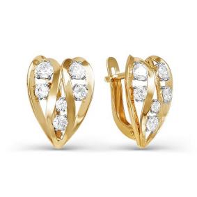 Золотые серьги КЮЗ Del'ta D125379 с фианитом D125379 фото