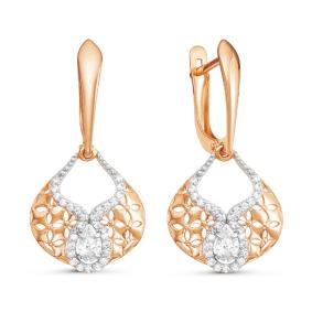 Золотые серьги КЮЗ Del'ta D125381 с фианитом D125381 фото