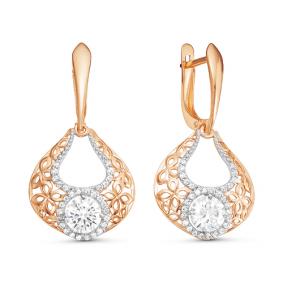 Золотые серьги КЮЗ Del'ta D125382 с фианитом D125382 фото