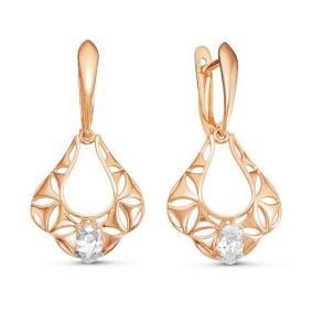 Золотые серьги КЮЗ Del'ta D125384 с фианитом D125384 фото