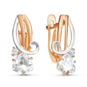 Золотые серьги КЮЗ Del'ta D125390 с фианитом D125390 фото