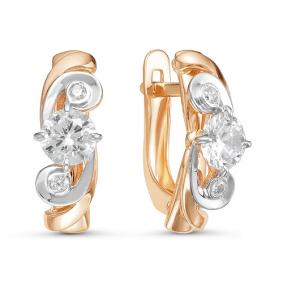 Золотые серьги КЮЗ Del'ta D125415 с фианитом D125415 фото