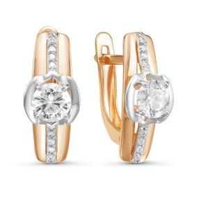 Золотые серьги КЮЗ Del'ta D125425 с фианитом D125425 фото