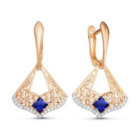 Золотые серьги КЮЗ Del'ta D125491 с фианитом D125491 фото