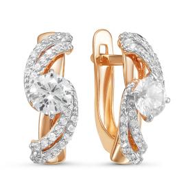 Золотые серьги КЮЗ Del'ta D125560 с фианитом D125560 фото