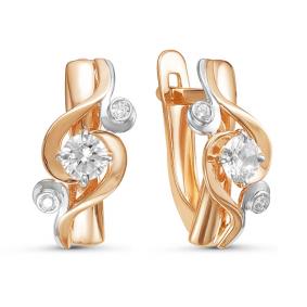 Золотые серьги КЮЗ Del'ta D125561 с фианитом D125561 фото