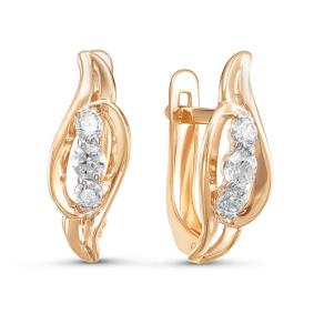 Золотые серьги КЮЗ Del'ta D125573 с фианитом D125573 фото