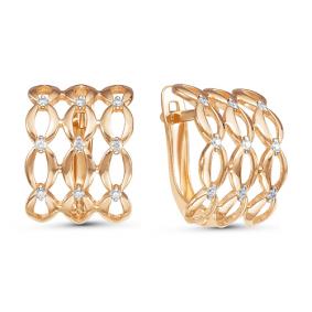 Золотые серьги КЮЗ Del'ta D125712 с фианитом D125712 фото