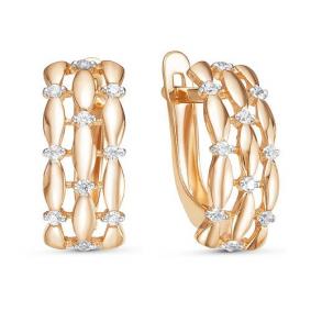 Золотые серьги КЮЗ Del'ta D125716 с фианитом D125716 фото