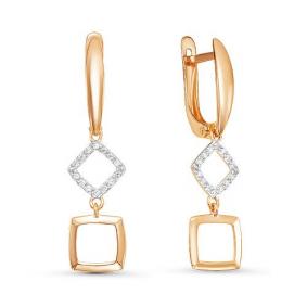 Золотые серьги КЮЗ Del'ta D125754 с фианитом D125754 фото