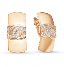 Золотые серьги КЮЗ Del'ta D125785 с фианитом D125785 фото