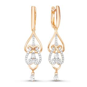 Золотые серьги КЮЗ Del'ta D125809 с фианитом D125809 фото