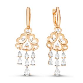 Золотые серьги КЮЗ Del'ta D125828 с фианитом D125828 фото