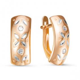 Золотые серьги КЮЗ Del'ta D125870 с фианитом D125870 фото