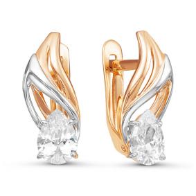 Золотые серьги КЮЗ Del'ta D125893 с фианитом D125893 фото