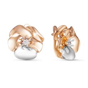 Золотые серьги КЮЗ Del'ta D125974 с фианитом D125974 фото