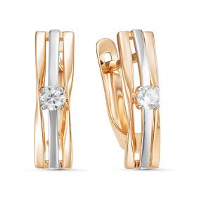Золотые серьги КЮЗ Del'ta D125985 с фианитом D125985 фото
