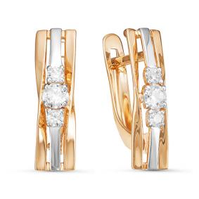 Золотые серьги КЮЗ Del'ta D125986 с фианитом D125986 фото