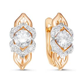 Золотые серьги КЮЗ Del'ta D125994 с фианитом D125994 фото