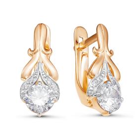 Золотые серьги КЮЗ Del'ta D125995 с фианитом D125995 фото